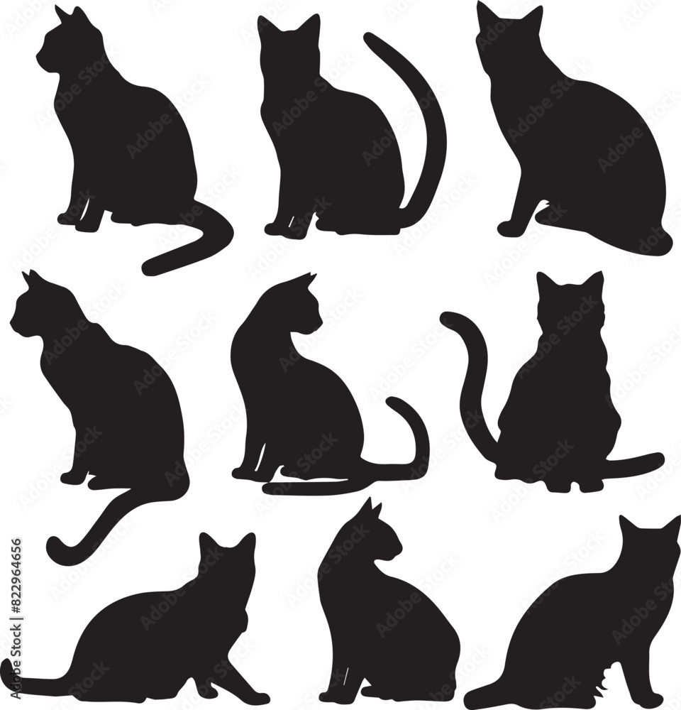 Cat collection black silhouettes Cat collection black silhouettes