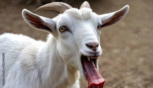 A Goat With Its Mouth Open Chewing Cud Upscaled 4