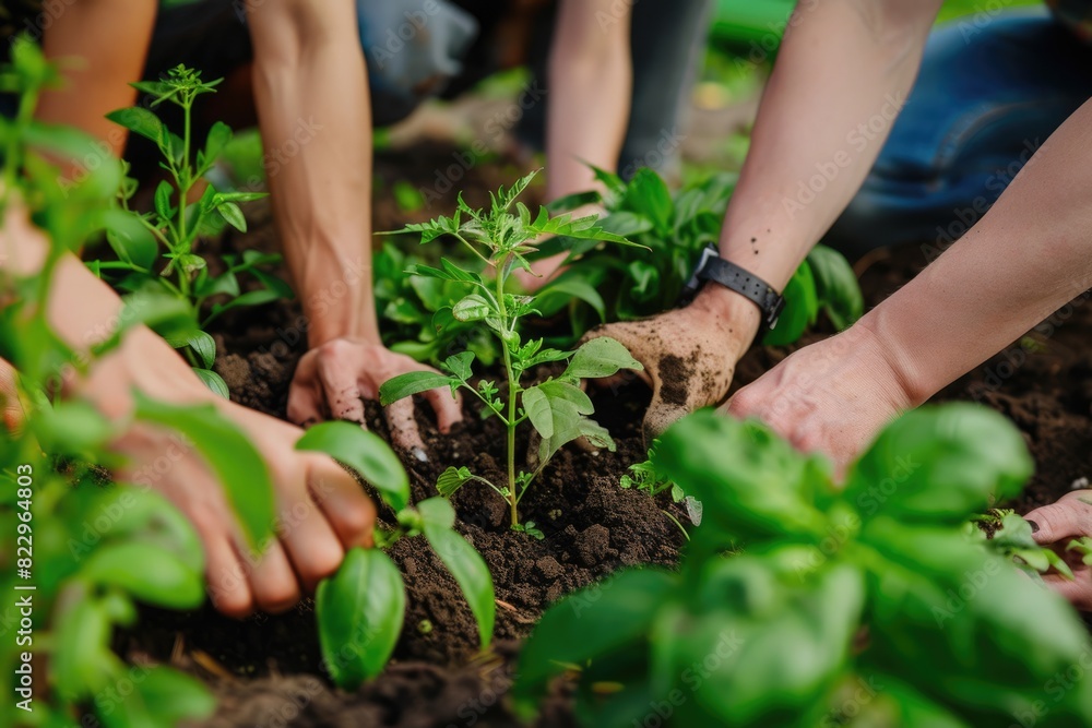 Farming Soil. Diverse Group of Sustainable People Holding Plants in Eco-Friendly Environment Farming Soil. Diverse Group of Sustainable People Holding Plants in Eco-Friendly Environment
