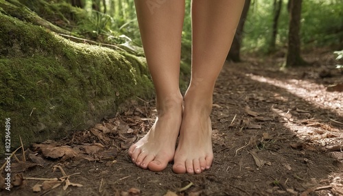 Mindful Forest Walk: A Woman's Barefoot Connection with Nature