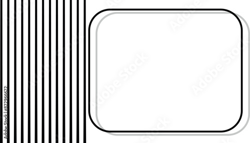 On one side of the canvas there are vertical parallel lines. On the other side there is a frame with a shadow for inserting text or a logo.