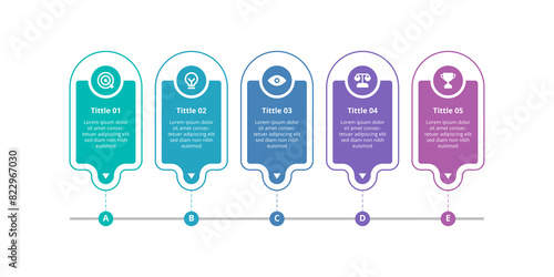 Infographic design 5 steps point or option with icons. Infographic business concept Can be used for info graphics, flow charts, presentations, web sites, banners.