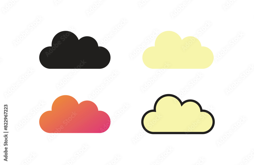 Flat cloud icon set, symbol vector Illustration Flat cloud icon set, symbol vector Illustration