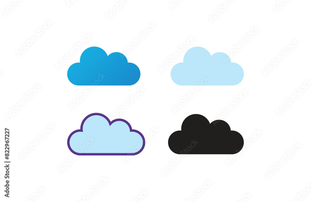cloud icon set in trendy flat design cloud icon set in trendy flat design