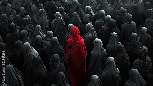 one deviant and rebel colorful girl in hundreds - Protest and revolution for change