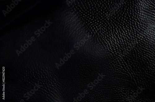 Black Leather Texture Top View Background with Copy Space