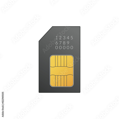 Flat color sim card icon symbol vector Illustration.