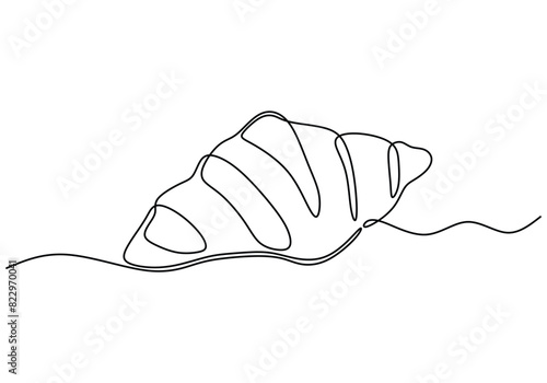 Continuous line drawing of croissant cake.