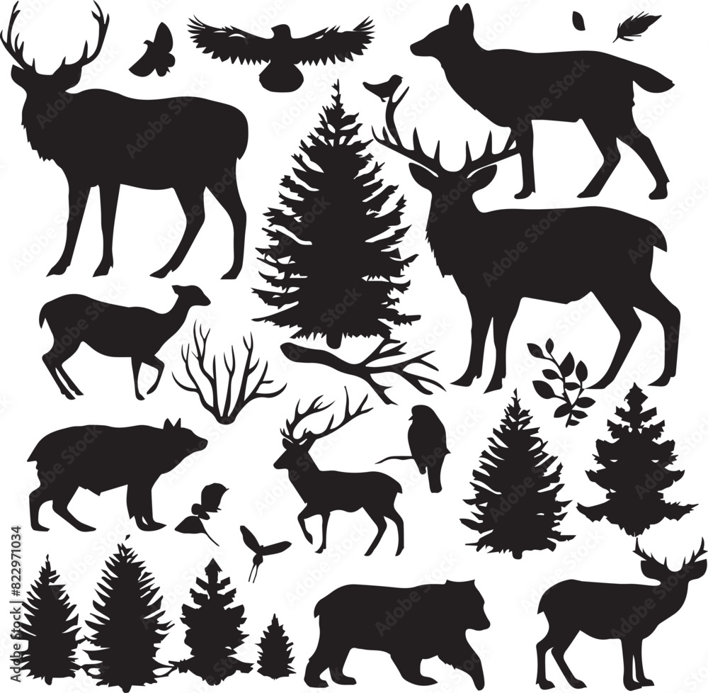 Fototapeta premium Forest Animal Black Silhouette