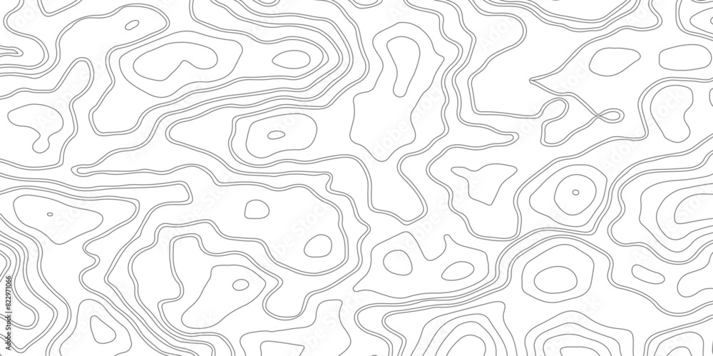 Mountain topographic contour in lines and contours. Surface map of mountain future. Stripes landscape. . Modern design with White background with topographic wavy pattern.