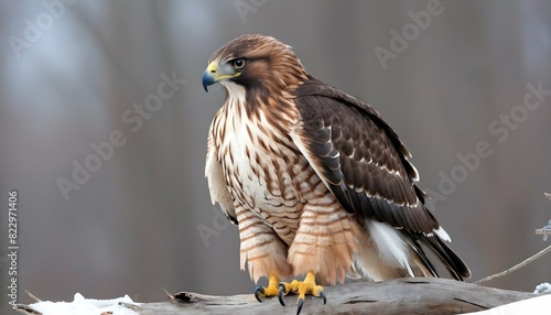 A Hawk With Its Feathers Fluffed Up Against The Co Upscaled 6