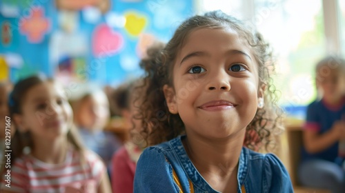 A fresh face in the classroom delighting classmates with their captivating painting, filling the room with warmth and excitement.