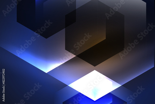 Arrow hexagon neon light glowing shapes background. Vector illustration For Wallpaper, Banner, Background, Card, Book Illustration, landing page