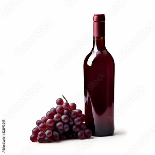 red wine bottle and grapes