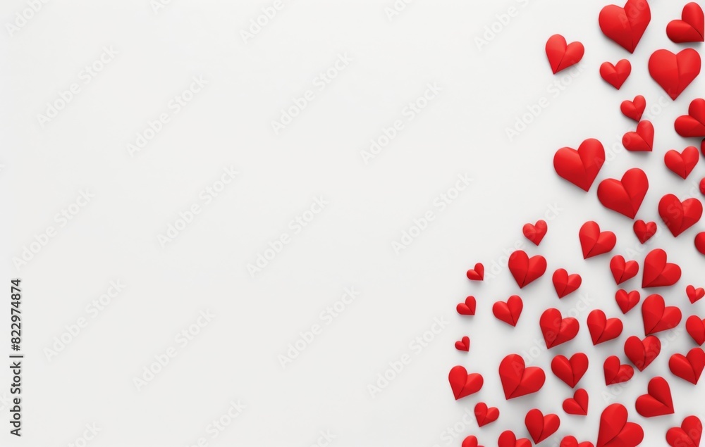  Playful Red Paper Hearts on White Background