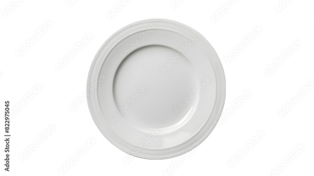 Empty porcelain, top view ceramic plate isolated on a transparent background Empty porcelain, top view ceramic plate isolated on a transparent background