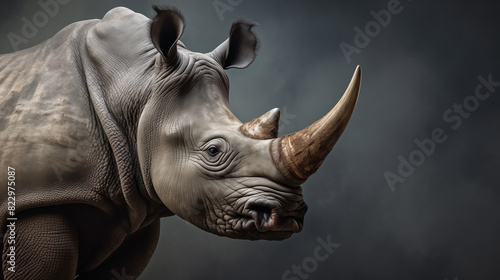 The grey rhino, an isolated and dangerous African mammal, stood tall with its prominent horn, embodying the raw power of Africa's wildlife.rhino, gray, animal, africa,