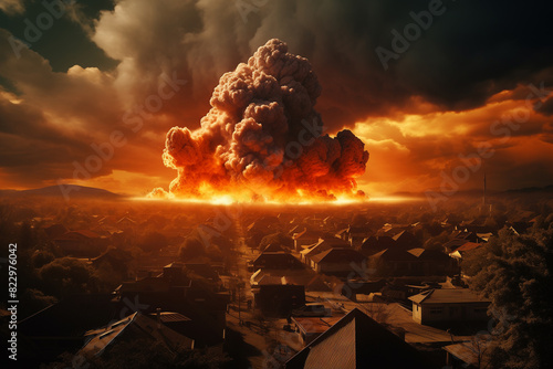 Nuclear war, destruction of the planet. World war, last days of mankind photo