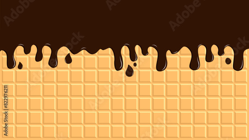 Waffles with Melted Chocolate Seamless Texture Vector Background 4K