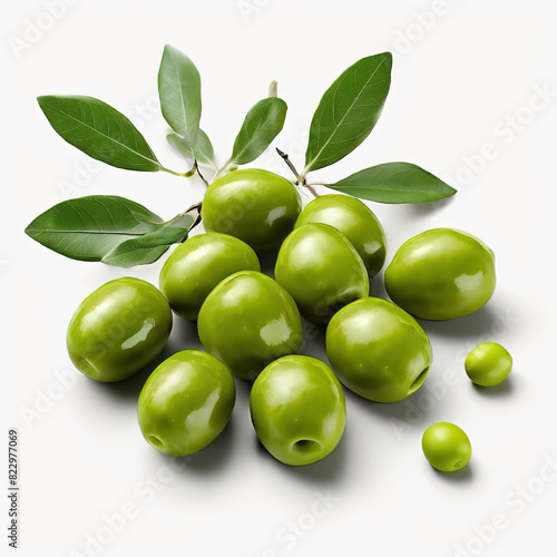 Wallpaper Mural Olive branch with green olives isolated on white background. Watercolor illustration Generative AI Torontodigital.ca