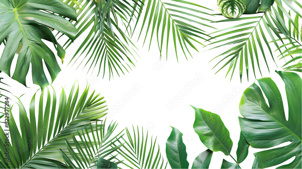 tropical nature green palm leaf isolated on a transparent background tropical nature green palm leaf isolated on a transparent background