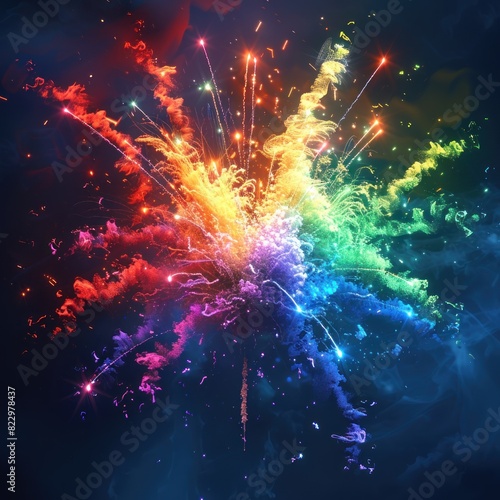 A colorful explosion of fireworks in the sky