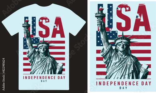 A professional T shirt design  on USA Independence day 4th of July .