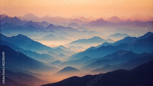 Abstract Mountains  Stylized  layered mountains in gradient colors  providing a sense of depth and serenity. 