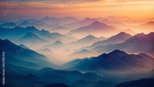 Abstract Mountains  Stylized  layered mountains in gradient colors  providing a sense of depth and serenity. 