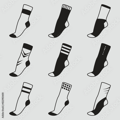 set socks logo line art simple minimalist vector illustration template icon graphic design
