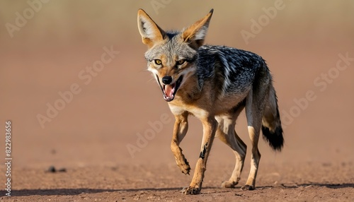 A Jackal With Its Fur Bristling In Anger Upscaled 6