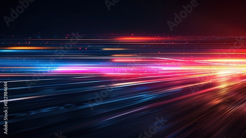 Glossy black with abstract, colorful light trails © INK ART BACKGROUND