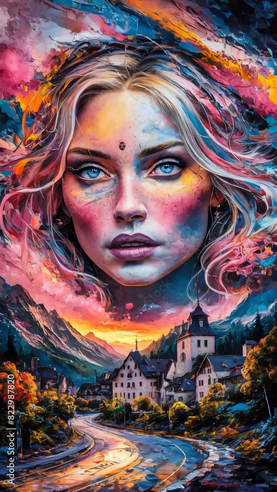 oil painting Portrait of a sensual girl Conceptual abstract picture of a beautiful girl. oil painting Portrait of a sensual girl Conceptual abstract picture of a beautiful girl.