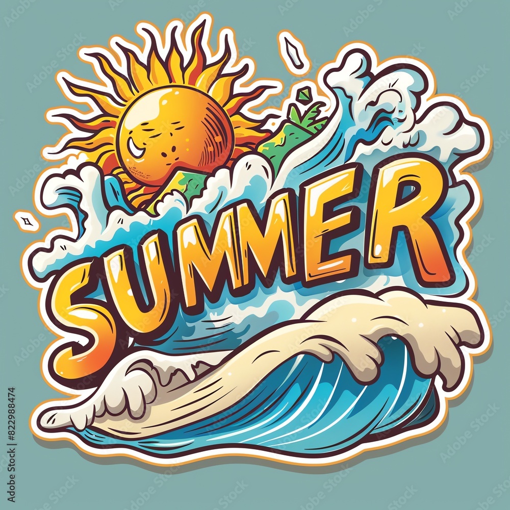 Bright and bold summer sticker for social media and online themes