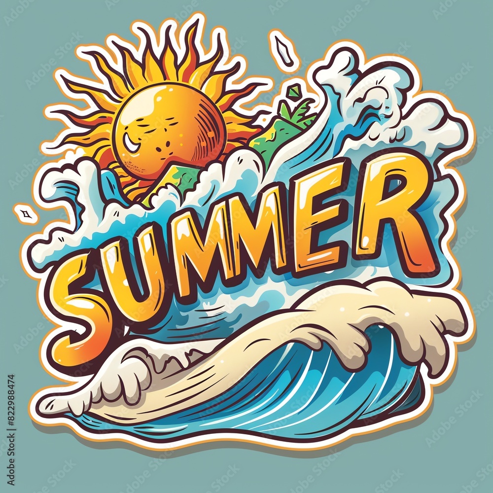 Bright and bold summer sticker for social media and online themes Bright and bold summer sticker for social media and online themes