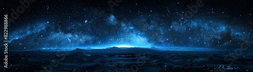 Starry sky over desert, isolated black background, large copy space right © Fokasu Art