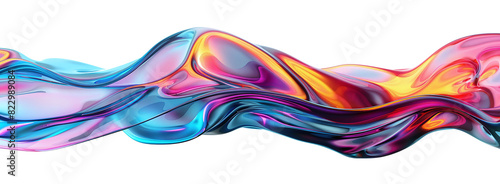 3d rendering multi-colored flowing abstract metallic iridescent wave solid shape. simple, minimalist. isolated flat on white and transparent background