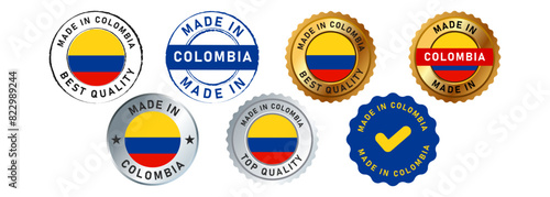 made in colombia circle seal badge stamp sign for manufactured country quality product industry