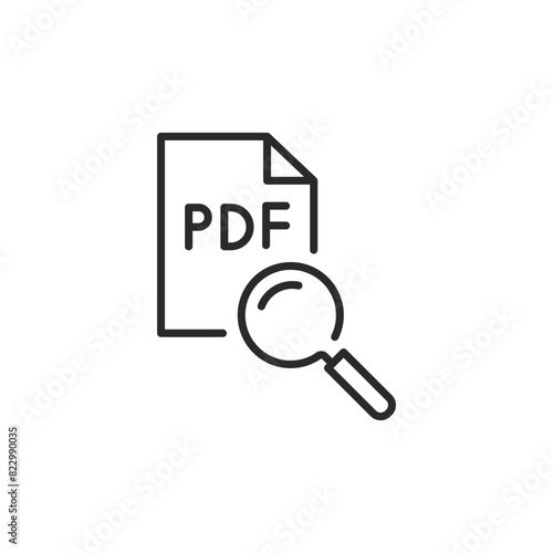 PDF icon. Simple PDF search icon for web, document management systems, and user interfaces. Vector illustration photo