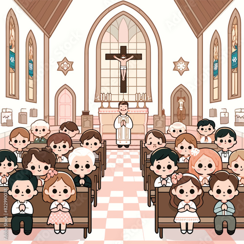 catholic people pray in church