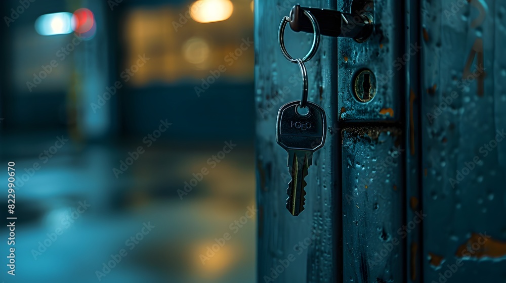 Keys Dangling at the Car Rental Agency Symbolizing the Freedom of Mobility in the City Nightscape Keys Dangling at the Car Rental Agency Symbolizing the Freedom of Mobility in the City Nightscape
