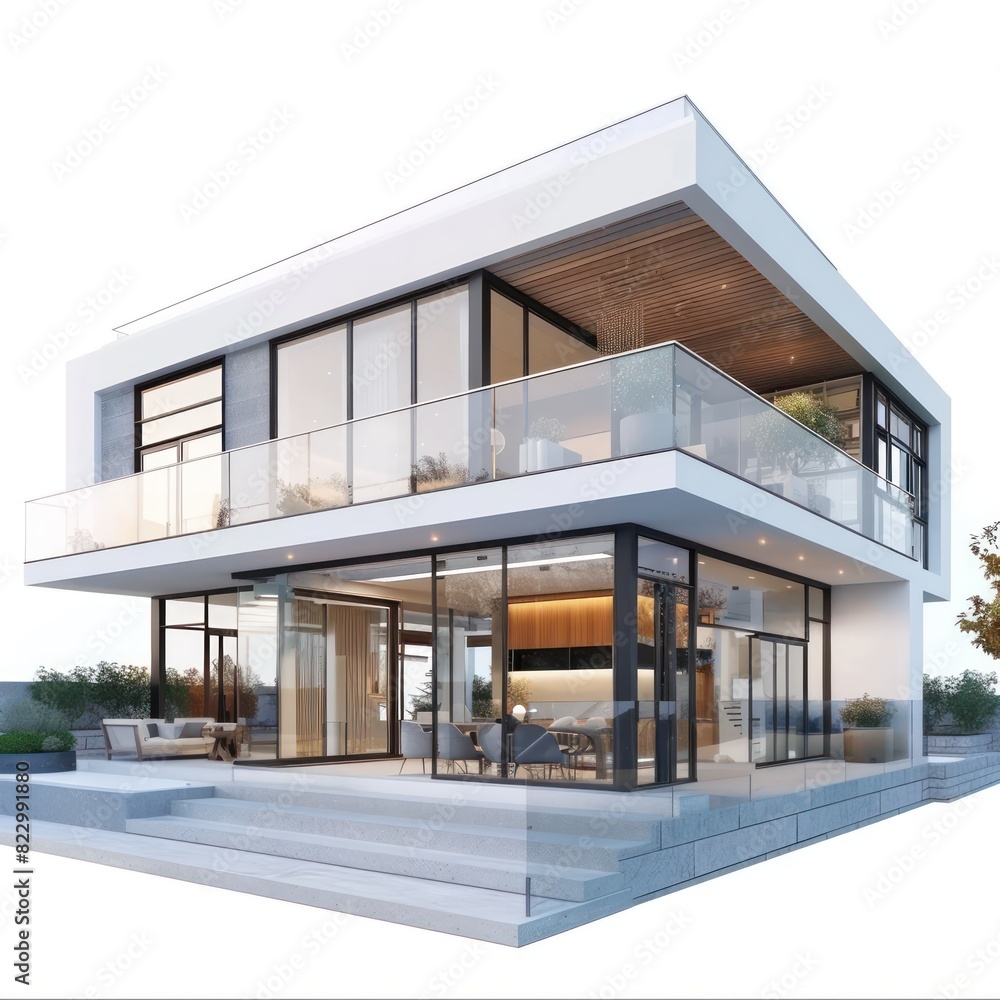 a detailed 3d render of a modern and luxury house on a white background a detailed 3d render of a modern and luxury house on a white background