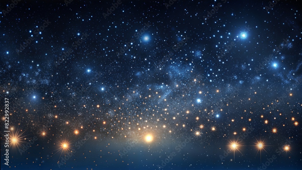 Fototapeta premium Galaxy Starfield: Dense field of twinkling stars on a dark background, providing a cosmic and awe-inspiring abstract look. 