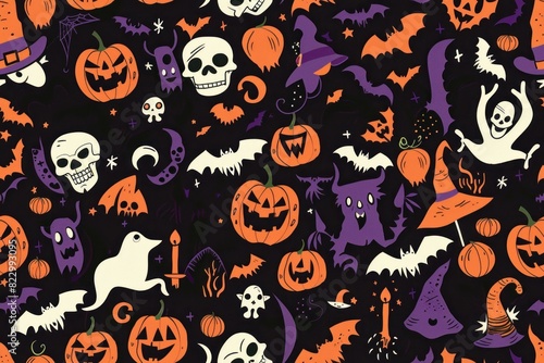 Seamless Halloween Patterns with a Variety of Playfully Spooky Designs