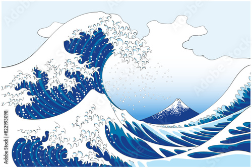 浮世絵　葛飾北斎　冨嶽三十六景 神奈川沖浪裏のイメージイラスト2