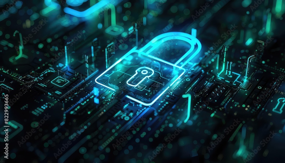 Quantum encryption, digital security visualization, glowing locks and keys, neon blue and green, hightech, detailed illustration Quantum encryption, digital security visualization, glowing locks and keys, neon blue and green, hightech, detailed illustration