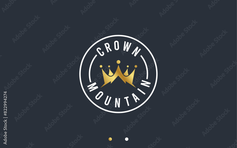 Naklejka premium mountain with crown logo design vector silhouette illustration