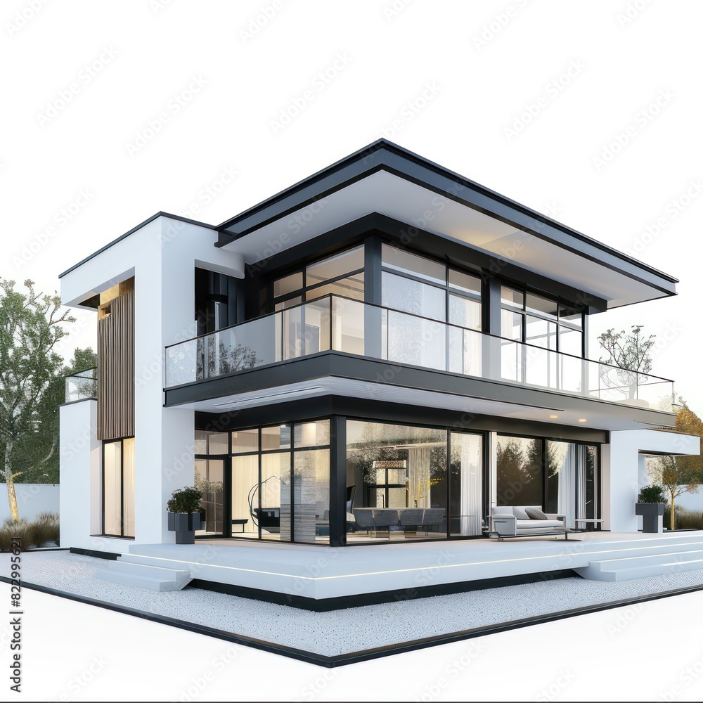 a detailed 3d render of a modern and luxury house on a white background a detailed 3d render of a modern and luxury house on a white background