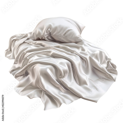 White Comforter Bed Isolated on Transparent Background, Graphic Resource