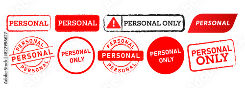 rubber stamp rectangle and circle shape label sticker for personal only authorized forbidden restricted access